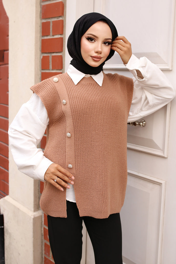 BNG Women  Button Detailed Sweater Mink - Clermont