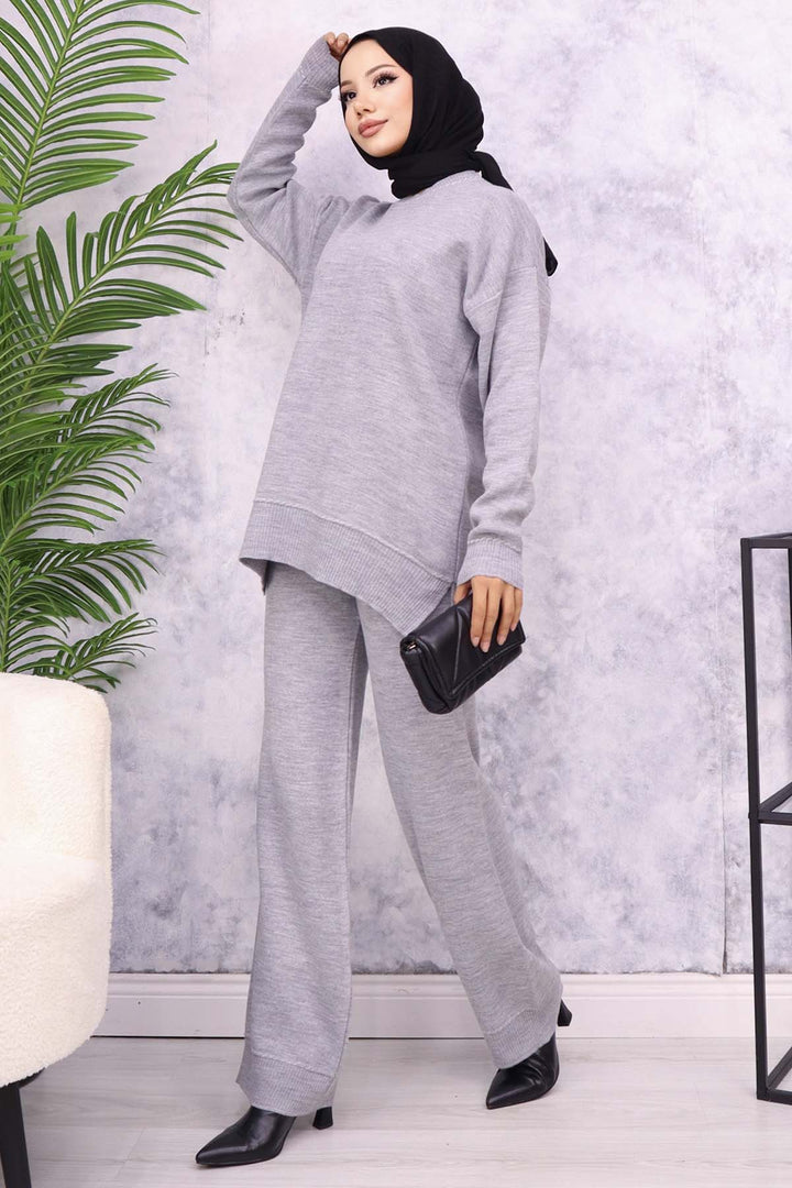 BNG Women Striped Knit Suit Grey - Meridian