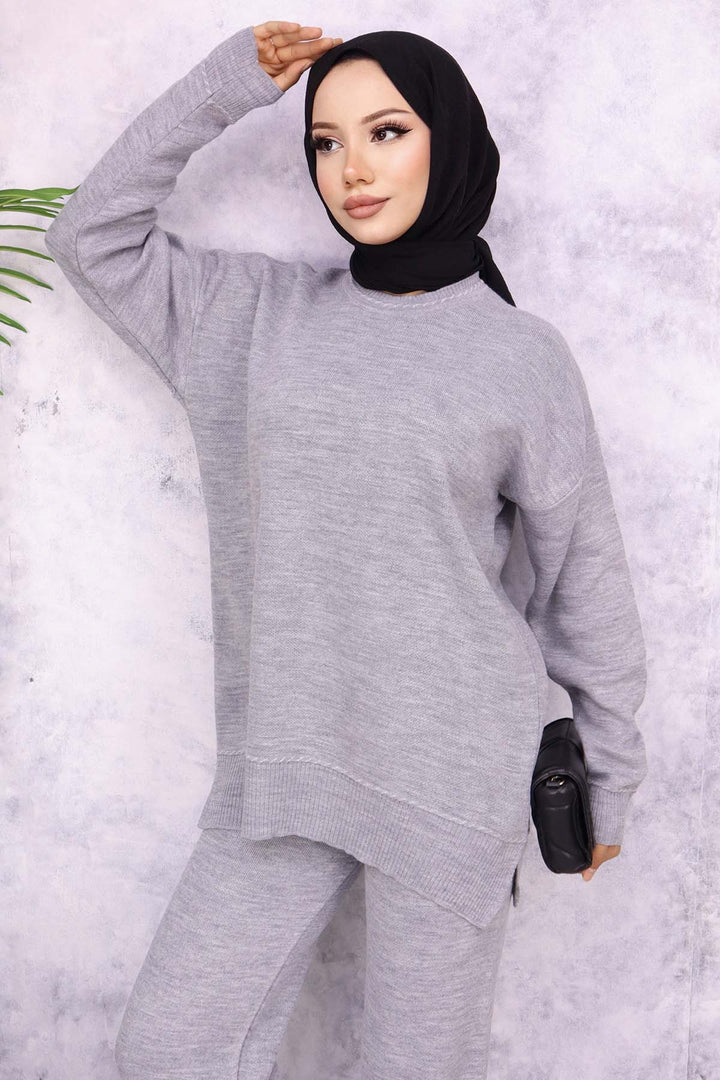 BNG Women Striped Knit Suit Grey - Meridian