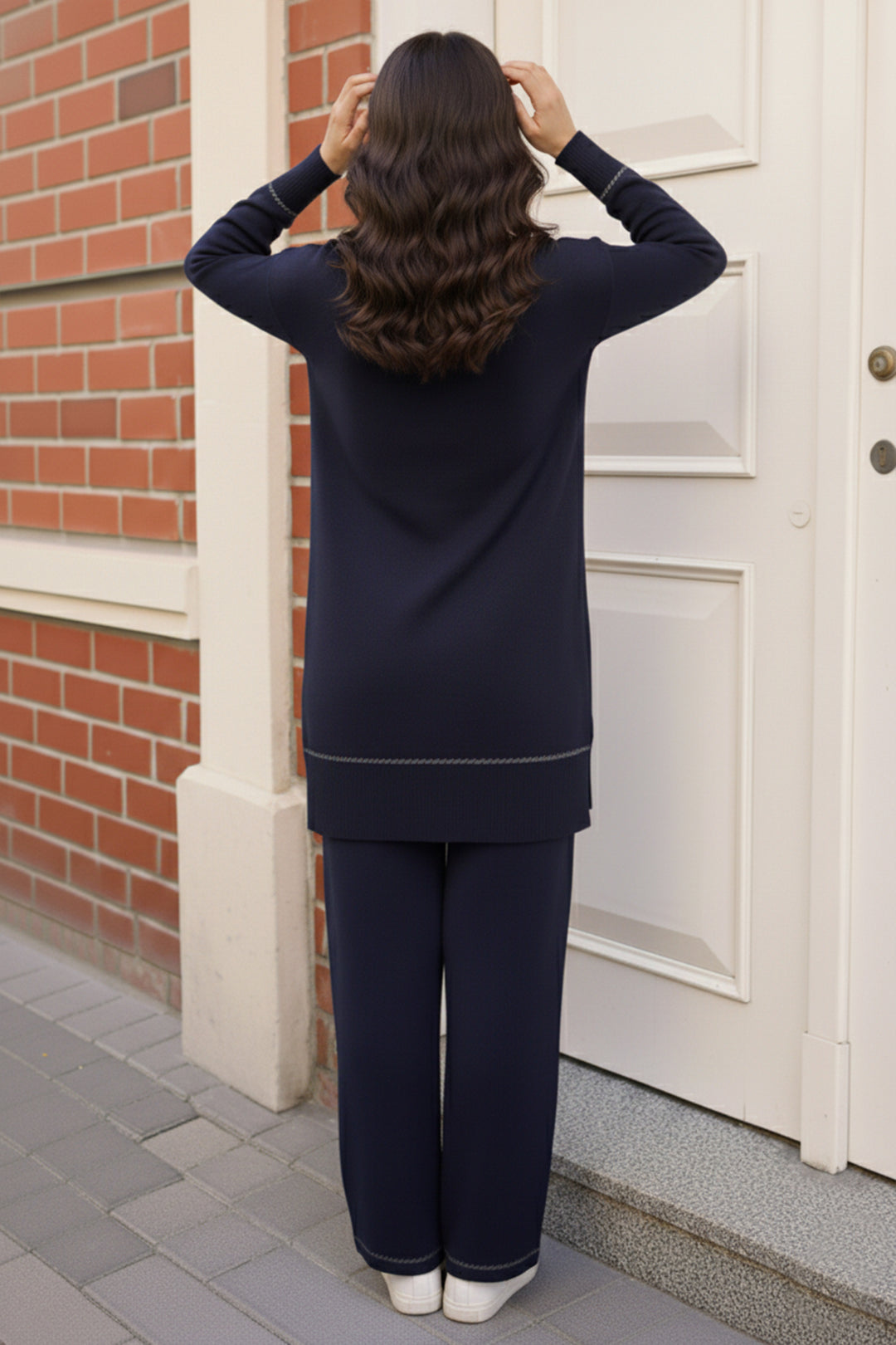 BNG Women Striped Knit Suit Navy - Trento