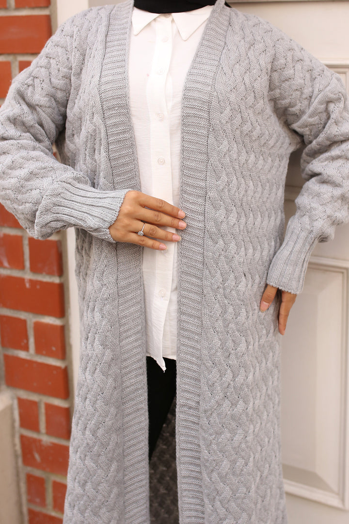 BNG Women Hair Braided Long Knit Cardigan Gray - Clermont