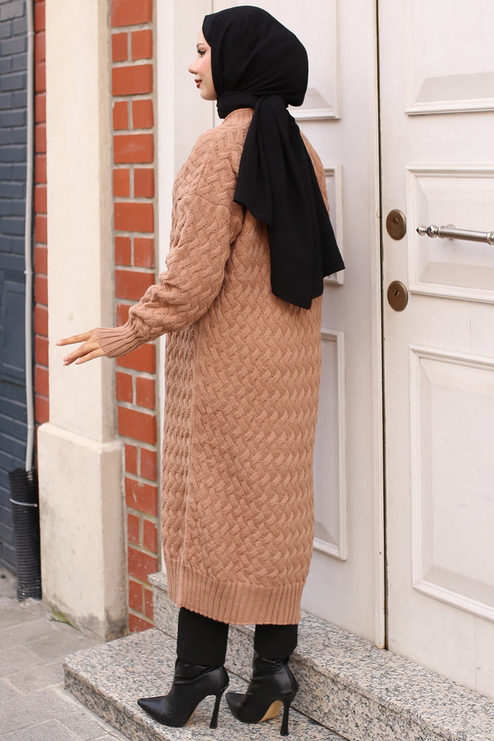 BNG Women Braided Long Knit Cardigan Mink - Clermont