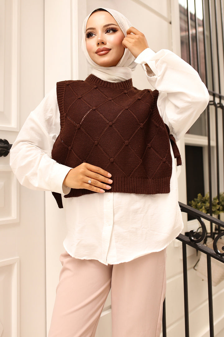 BNG Women Brown Short Cardigan with Tied Sides - Clermont