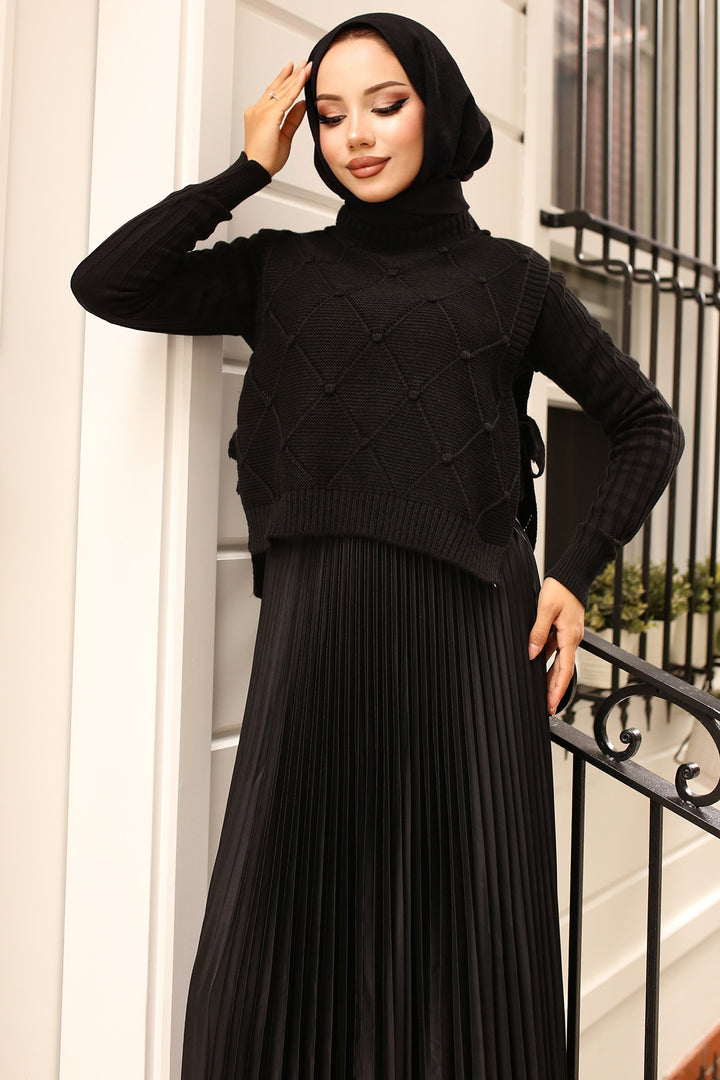 BNG Women Black Short Cardigan with Tied Sides - Clermont