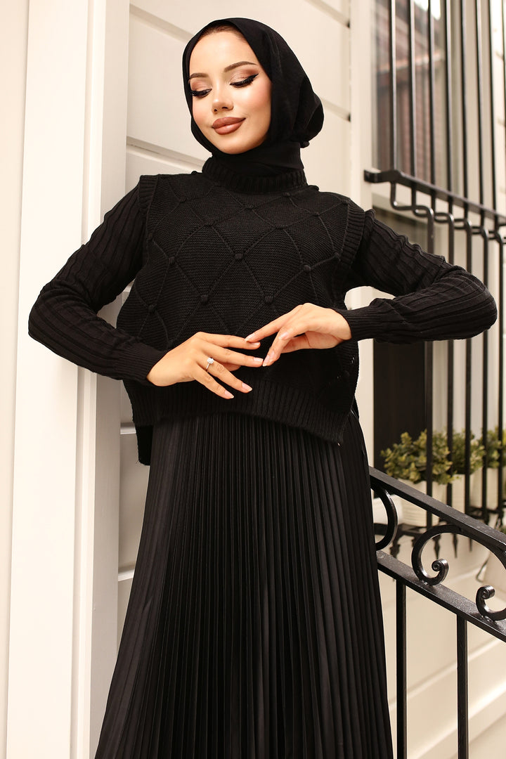 BNG Women Black Short Cardigan with Tied Sides - Clermont