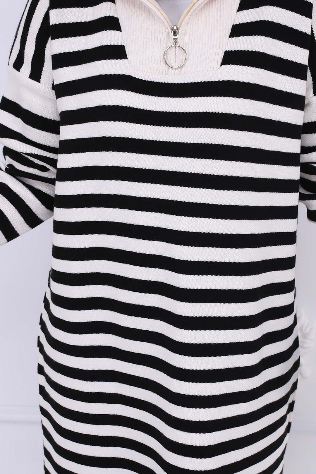 BNG Women Fisherman Collar Striped Knit Dress Stone Color 3058 - Lancaster