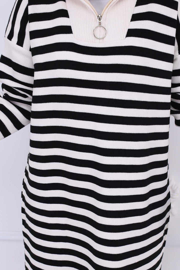 BNG Women Fisherman Collar Striped Knit Dress Stone Color 3058 - Lancaster