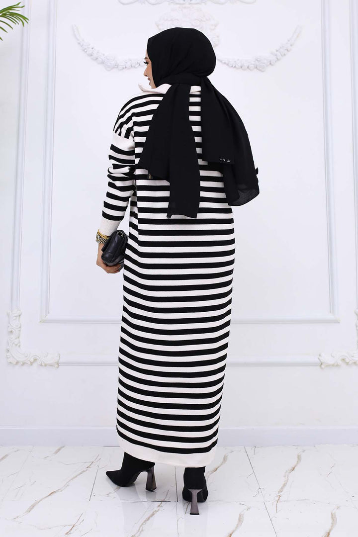 BNG Women Fisherman Collar Striped Knit Dress Stone Color 3058 - Lancaster