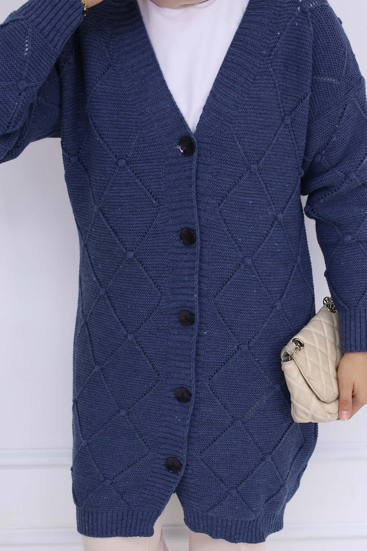 BNG Women Cardigan with Baklava Pattern Indigo 409 - Orem