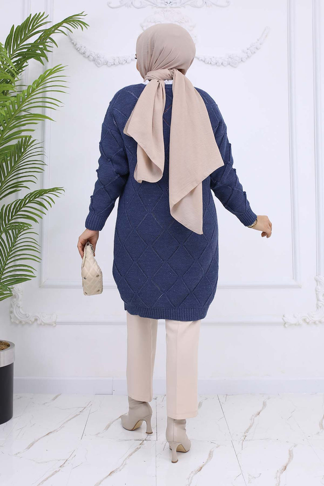 BNG Women Cardigan with Baklava Pattern Indigo 409 - Orem
