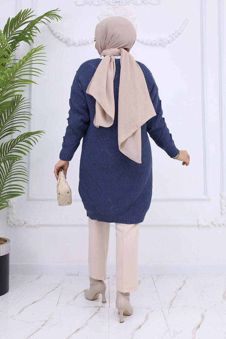 BNG Women Cardigan with Baklava Pattern Indigo 409 - Orem