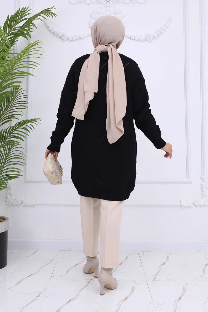 BNG Women Baklava Patterned Cardigan Black 409 - Garden Grove