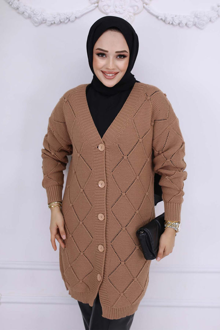 BNG Women Cardigan with Baklava Pattern Mink 409 - Roermond