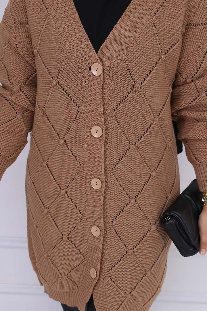 BNG Women Cardigan with Baklava Pattern Mink 409 - Roermond