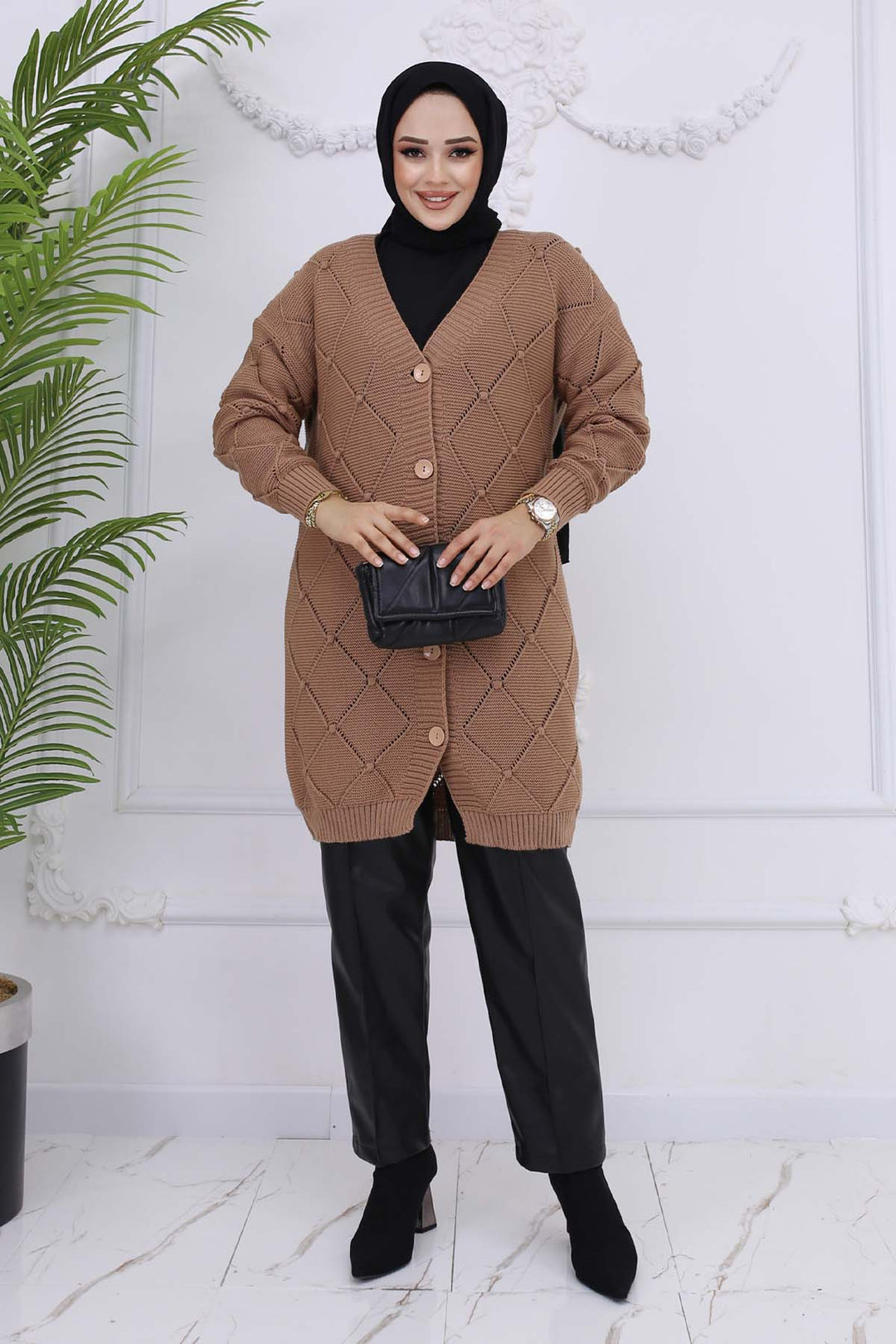 BNG Women Cardigan with Baklava Pattern Mink 409 - Roermond