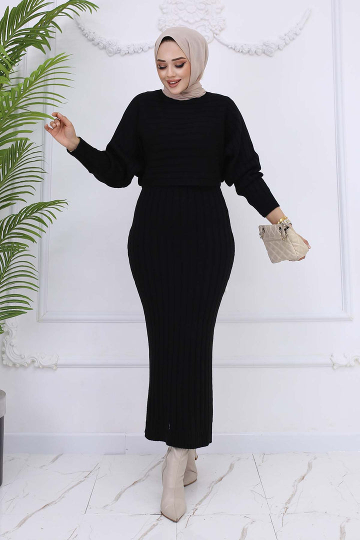 BNG Women Ribbed Jacket Knit Set Black 4045 - Bad Vilbel