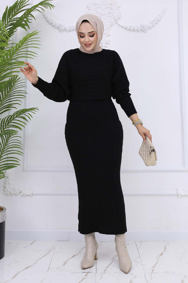 BNG Women Ribbed Jacket Knit Set Black 4045 - Lörrach
