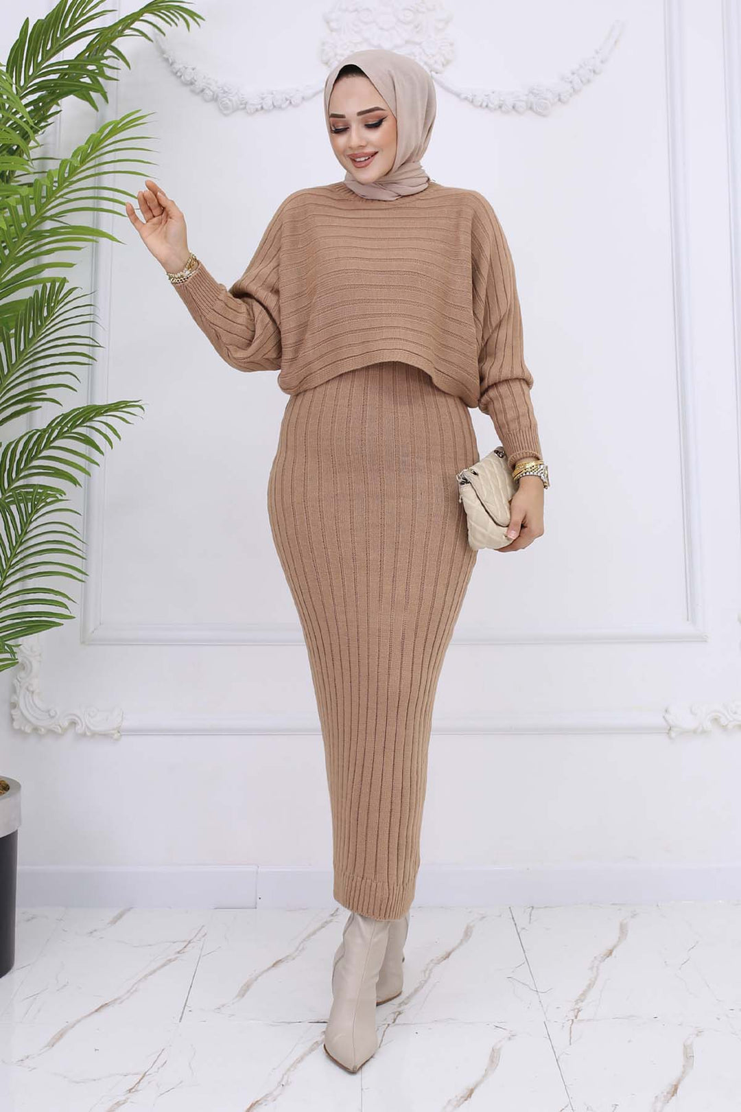 BNG Women Fitilli Jile Triko Takım Vizon 4045 - Münster