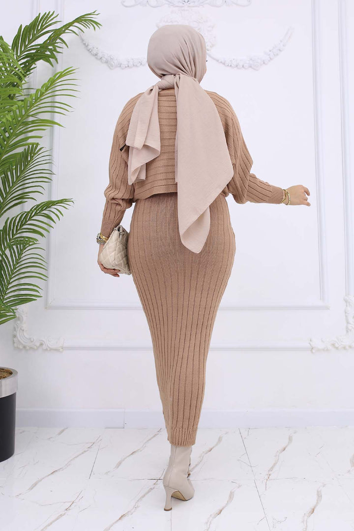 BNG Women Ribbed Jacket Knit Set Mink 4045 - Cambridge