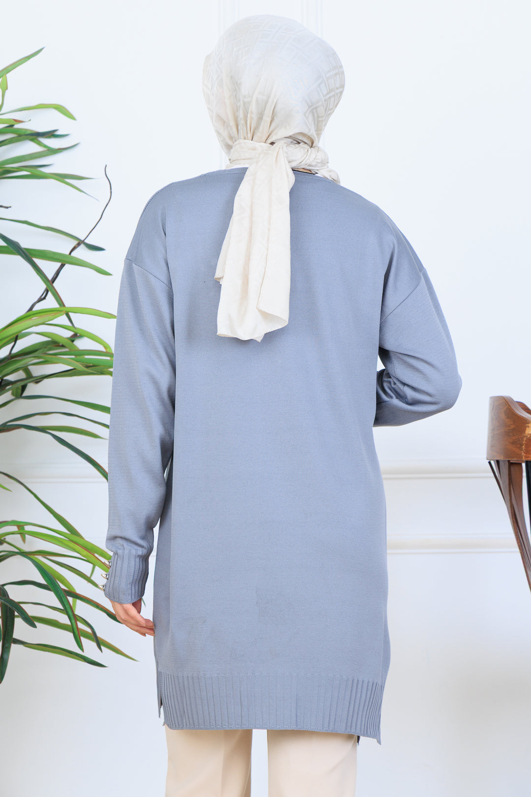 BNG Women Embroidered Beaded Mercerized Cardigan with Embroidery Detail N3280 Gray - Orland Park