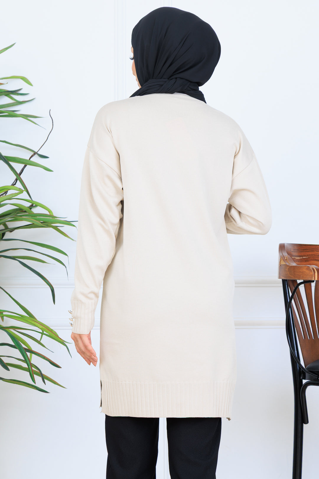 BNG Women Embroidered Beaded Mercerized Cardigan with Embroidery Detail N3280 Stone Color - Columbia