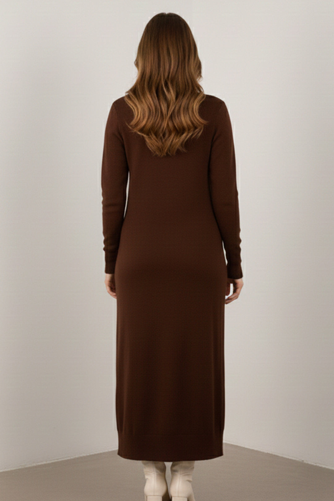 BNG Women Patterned Long Mercerized Cardigan N3295 Brown - La Laguna