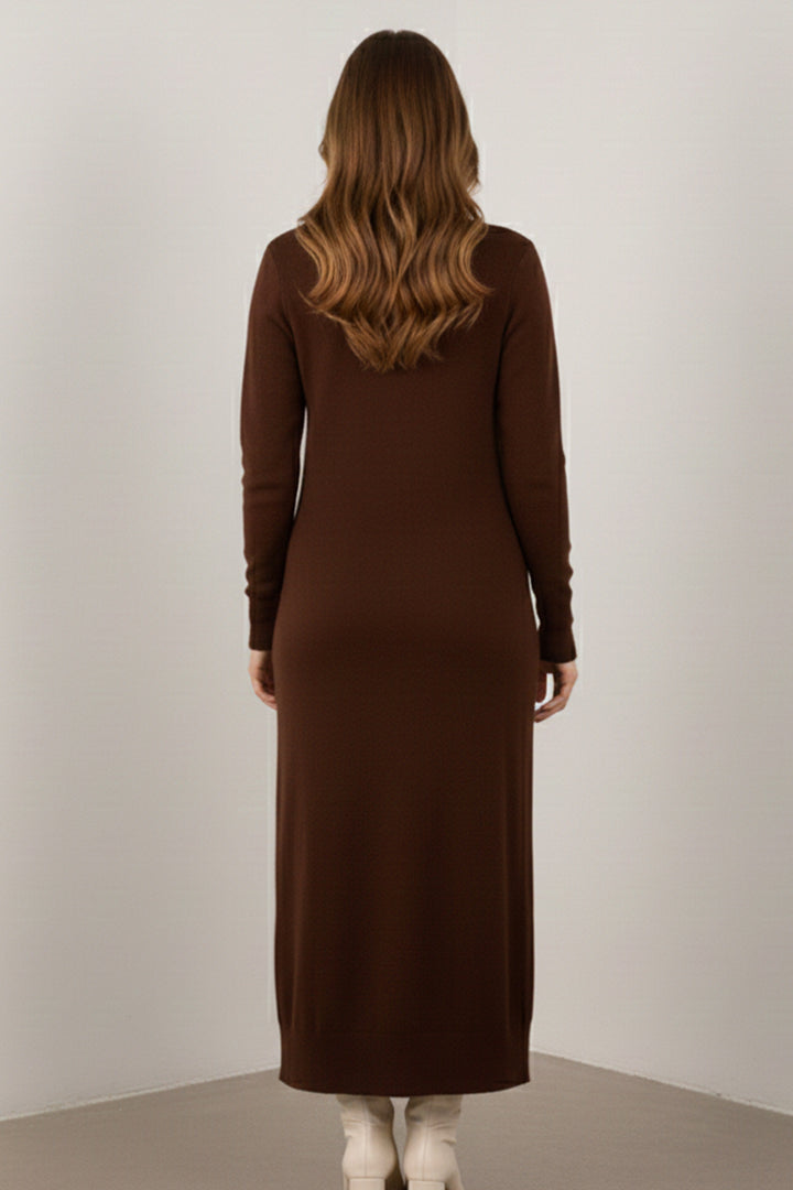 BNG Women Patterned Long Mercerized Cardigan N3295 Brown - La Laguna