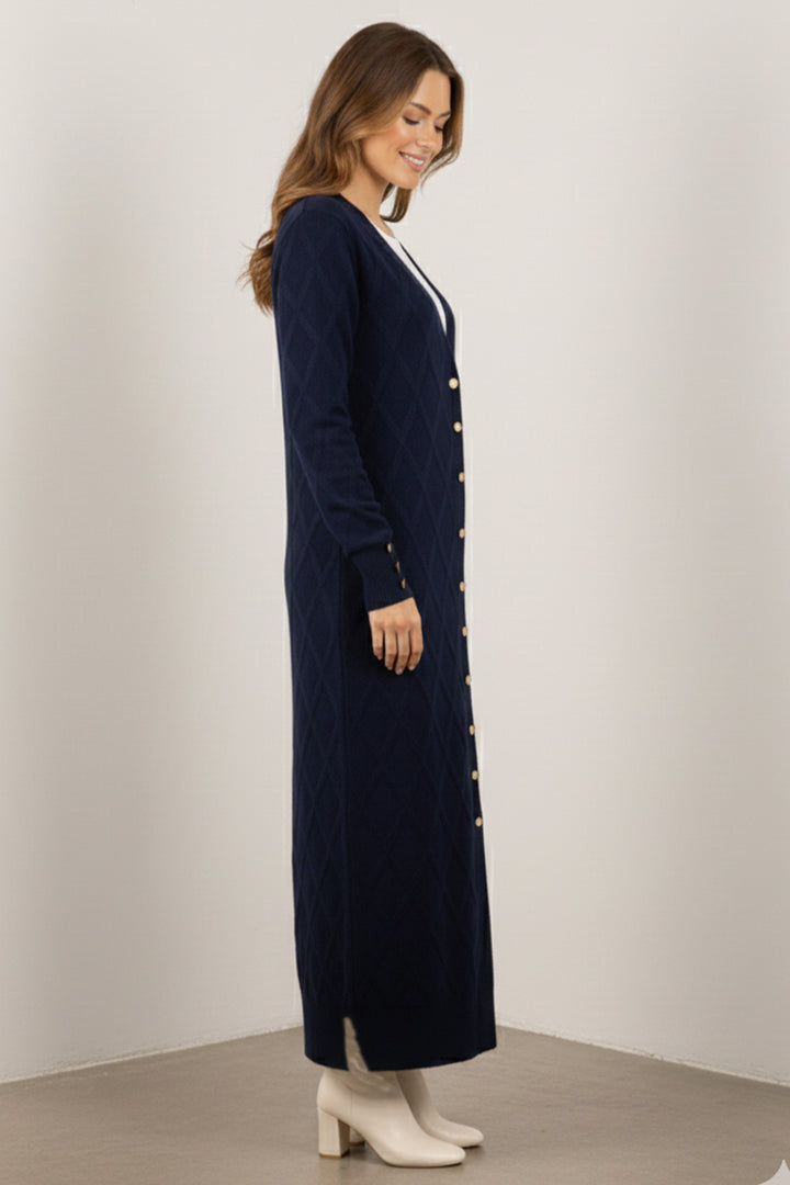 BNG Women Patterned Long Mercerized Cardigan N3295 Navy - Clermont