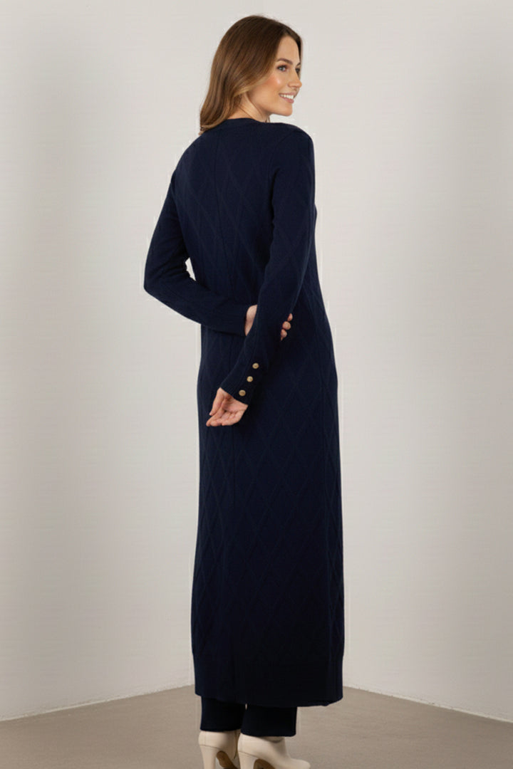 BNG Women Patterned Long Mercerized Cardigan N3295 Navy - Clermont