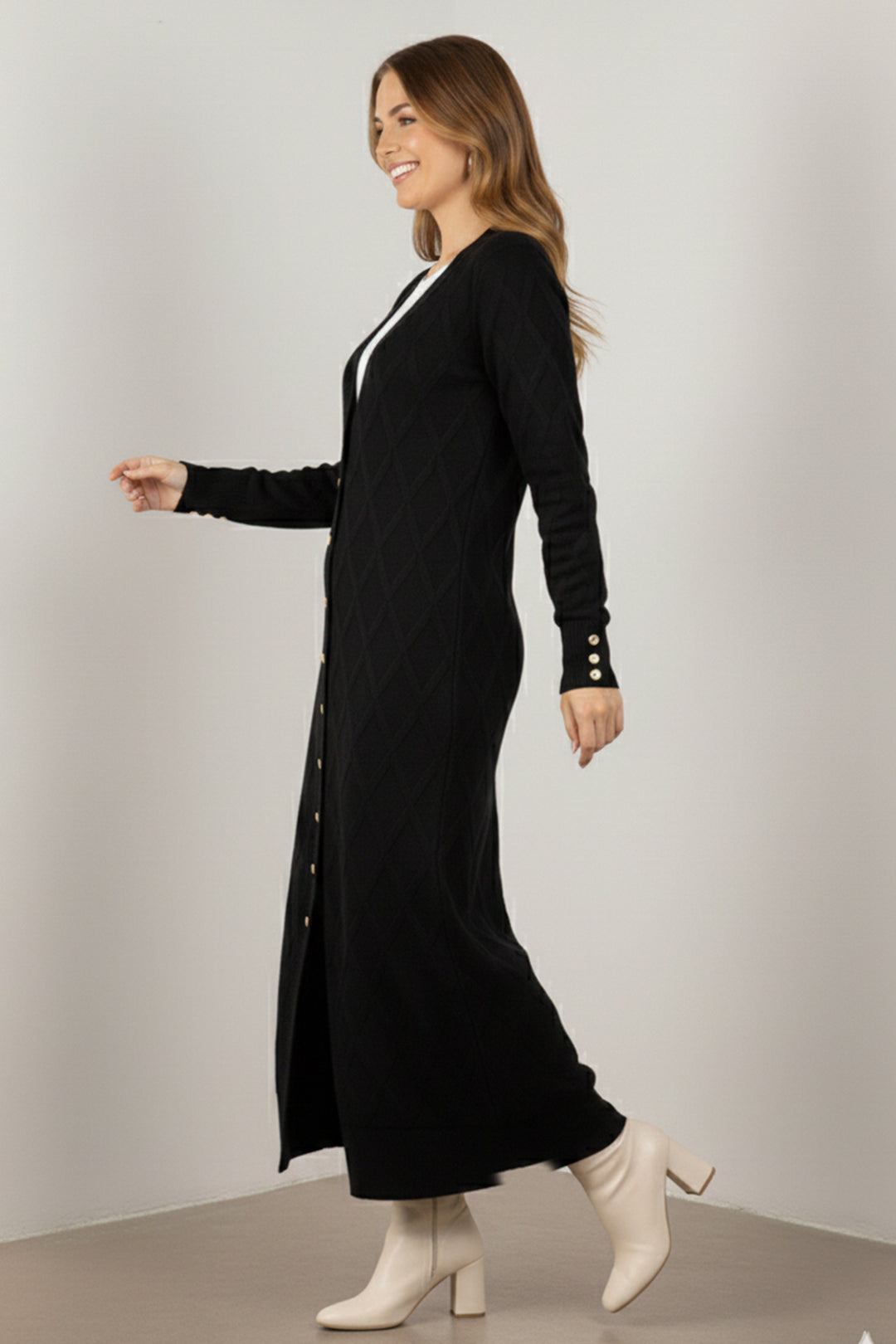 BNG Women Desenli Uzun Merserize Hırka N3295 Siyah - Vestavia Hills