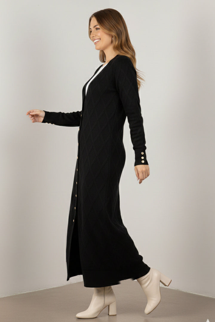 BNG Women Desenli Uzun Merserize Hırka N3295 Siyah - Vestavia Hills