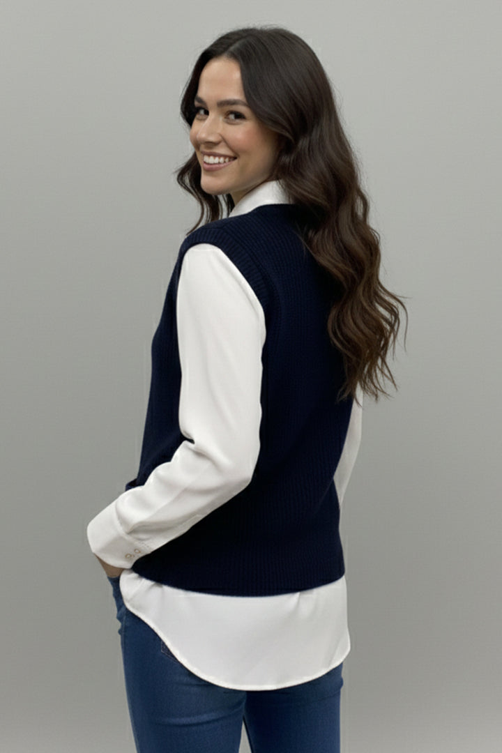 BNG Women Cepli Triko Yelek N495 Lacivert - Aubagne