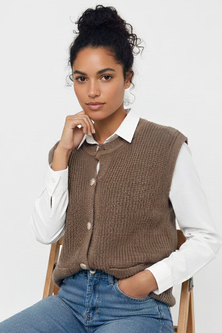BNG Women Pocket Knit Vest N495 Mink - Hilden