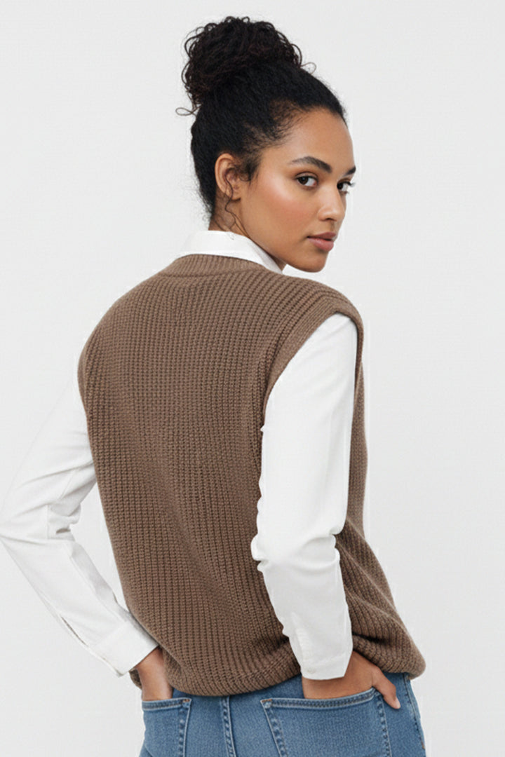 BNG Women Pocket Knit Vest N495 Mink - Hilden