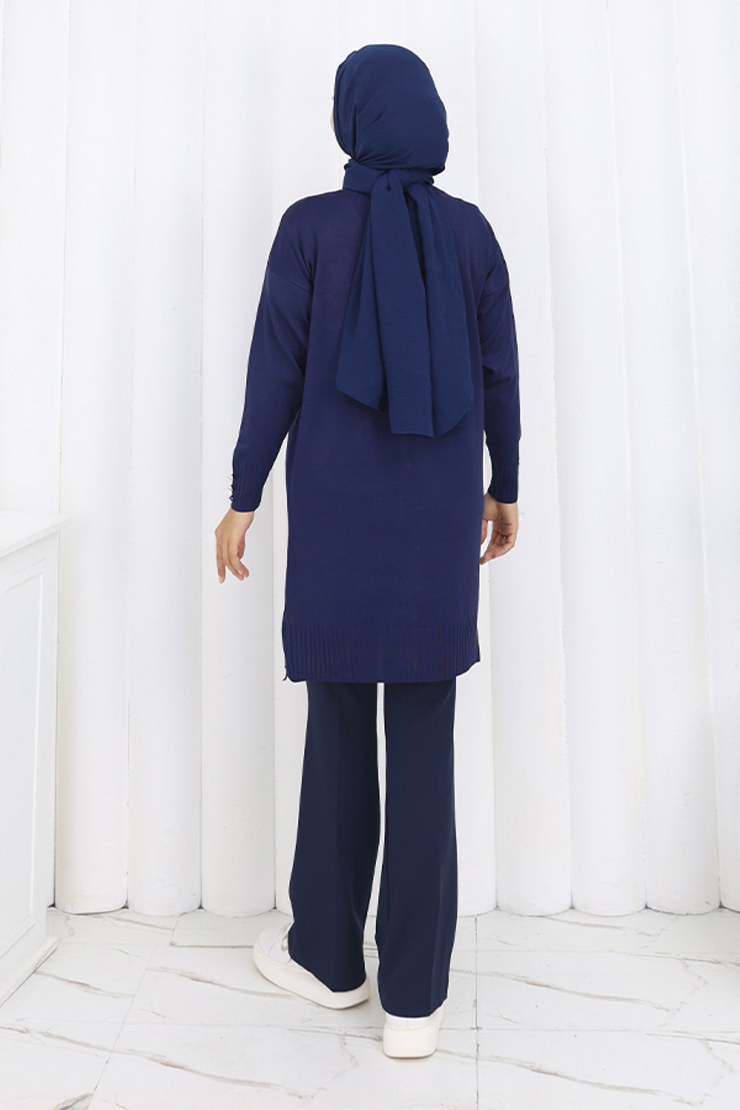 BNG Women Buttoned Long Mercerized Cardigan N3176 Navy - Metz