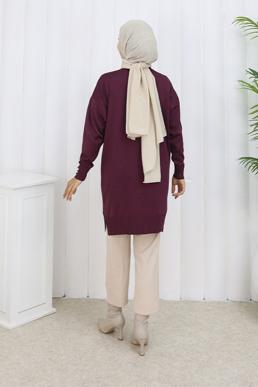 BNG Women Buttoned Long Mercerized Cardigan N3176 Purple - Oakton