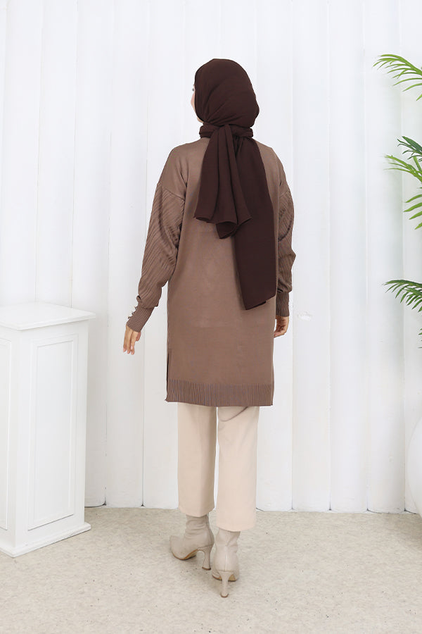 BNG Women Desenli Uzun Merserize Hırka N3198 Vizon - Boulogne-Billancourt