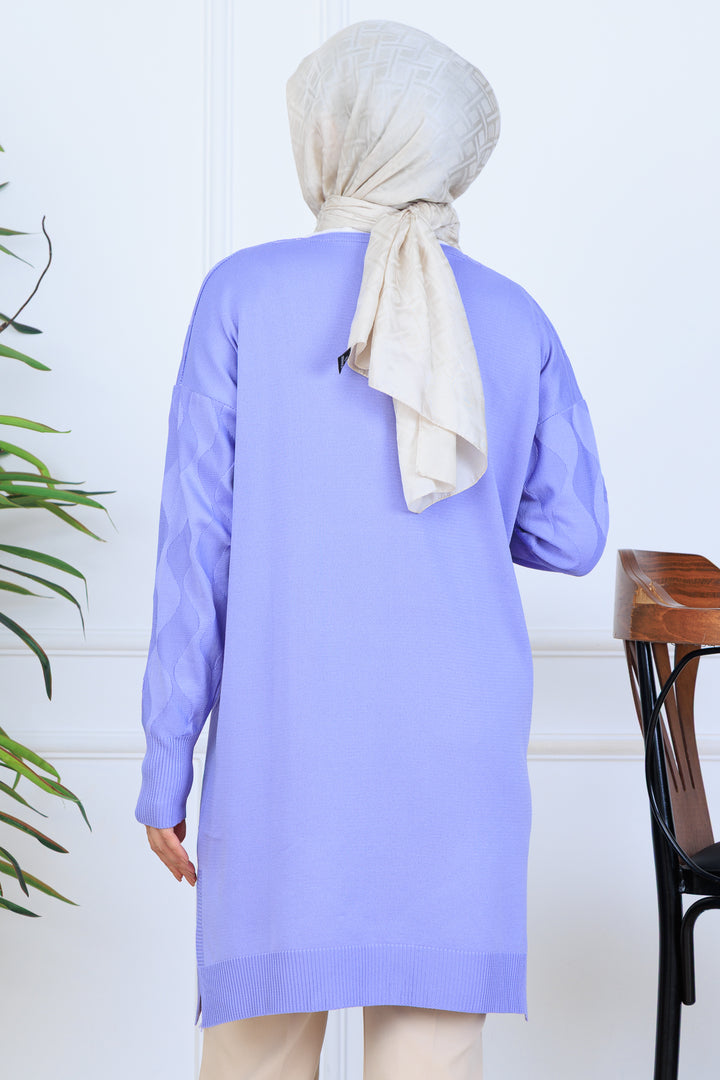 BNG Women Patterned Long Mercerized Cardigan N3239 Lilac - Livermore