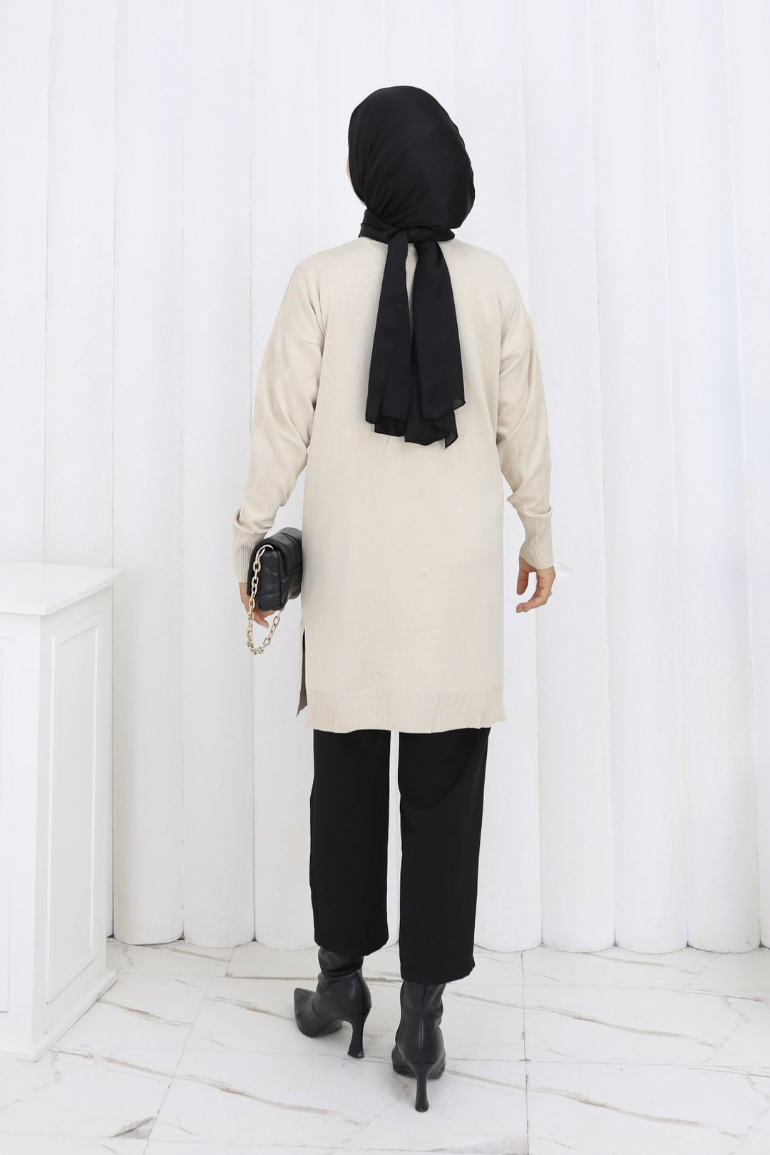 BNG Women Patterned Long Mercerized Cardigan N3239 Stone Color - Burgos