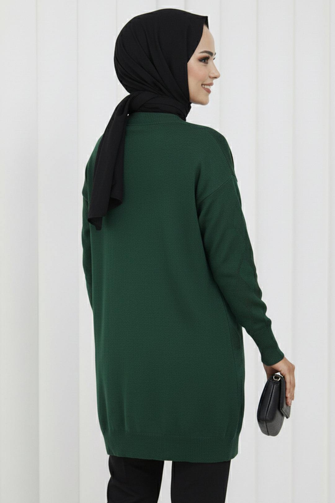 BNG Women Patterned Long Mercerized Cardigan N3239 Emerald Green - Bremerton