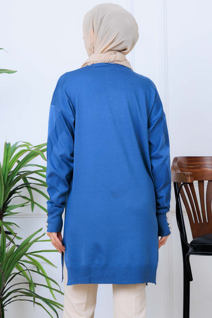 BNG Women Patterned Long Mercerized Cardigan N3193 Indigo - Mérida