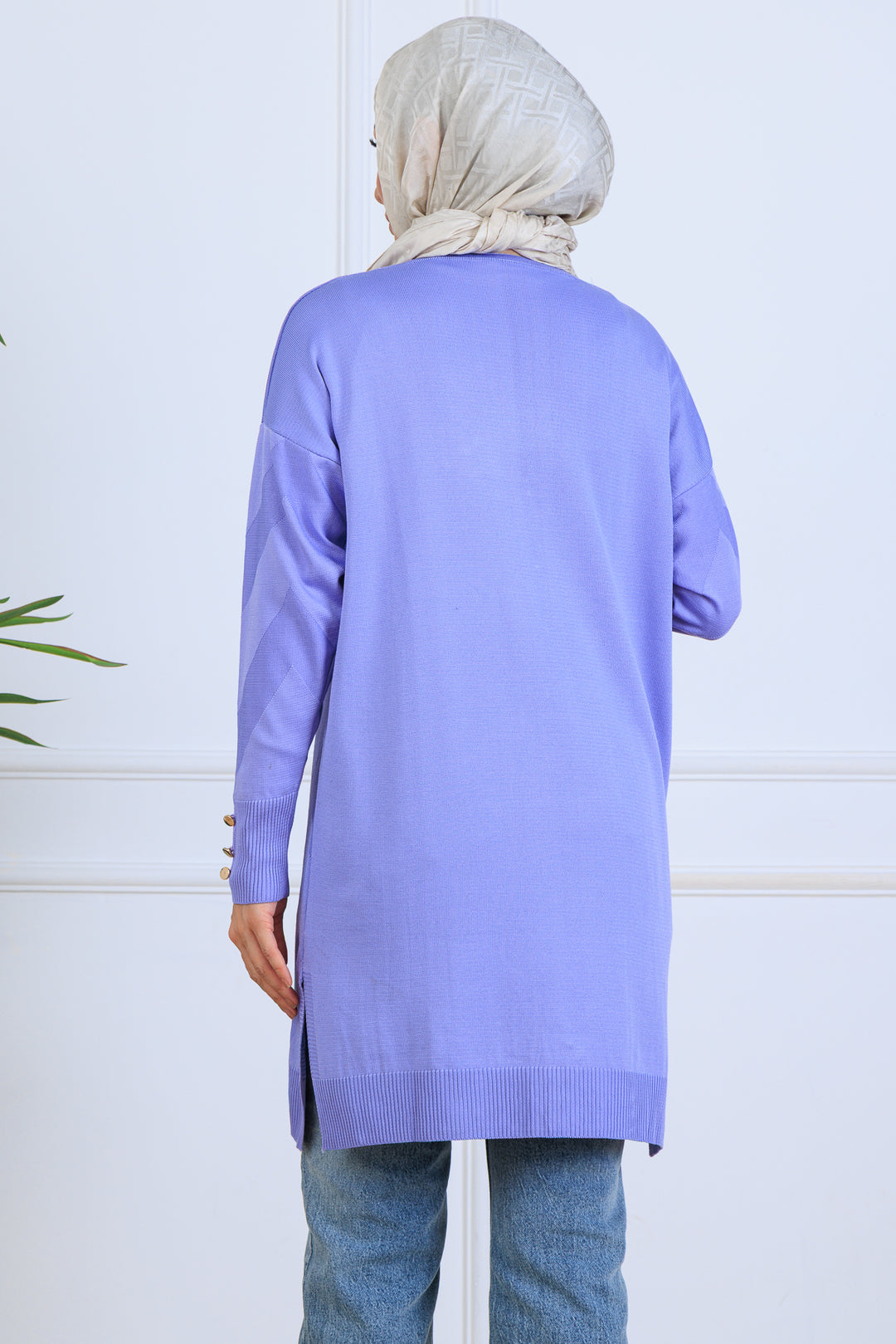 BNG Women Patterned Long Mercerized Cardigan N3193 Lilac - La Louvière