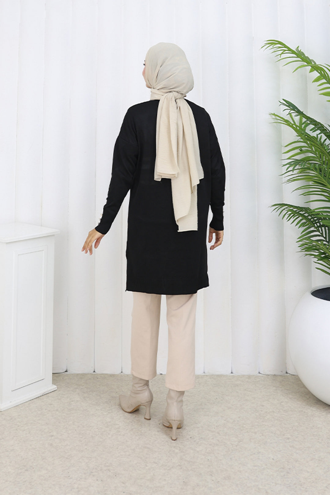 BNG Women Patterned Long Mercerized Cardigan N3193 Black - Valley Stream