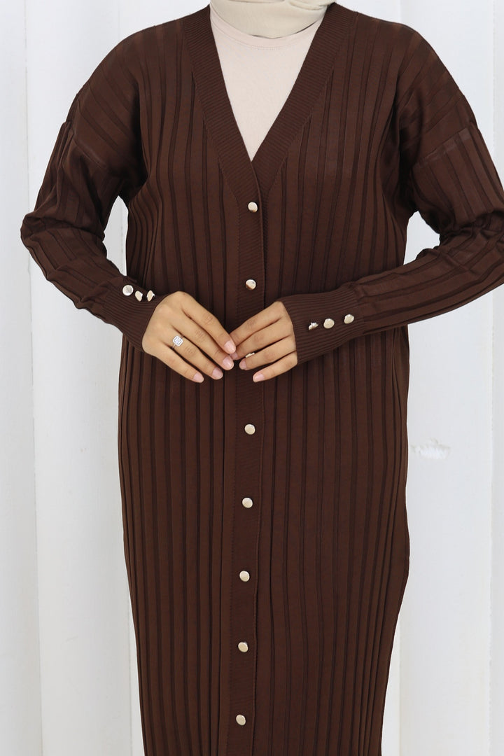 BNG Women Patterned Long Mercerized Cardigan N3257 Brown - El Cajon