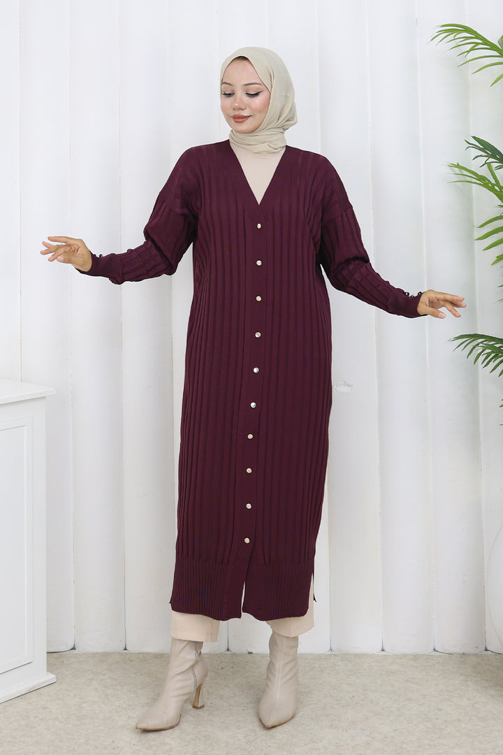 BNG Women Patterned Long Mercerized Cardigan N3257 Purple - Santo Tirso