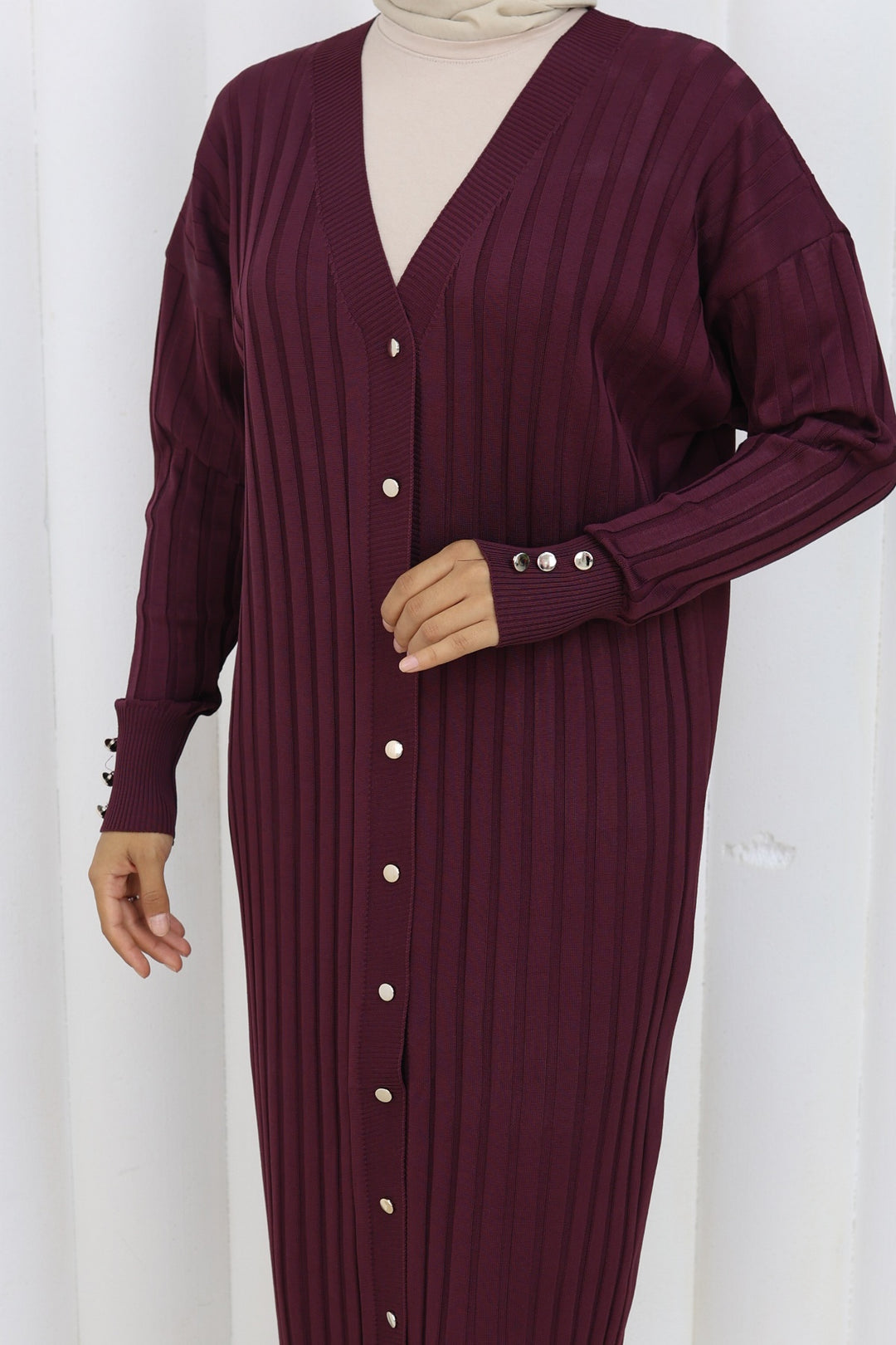 BNG Women Patterned Long Mercerized Cardigan N3257 Purple - Santo Tirso