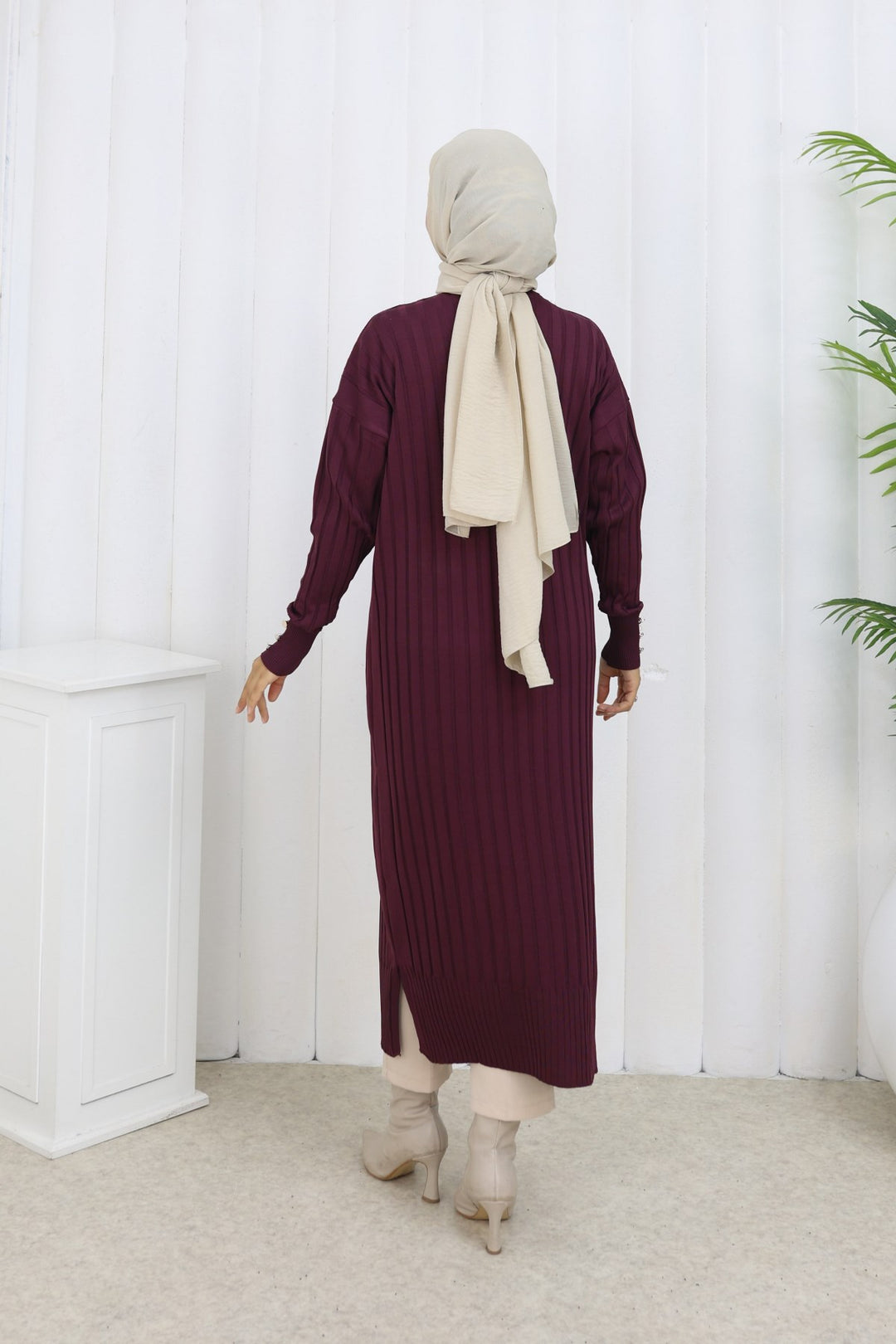 BNG Women Patterned Long Mercerized Cardigan N3257 Purple - Santo Tirso