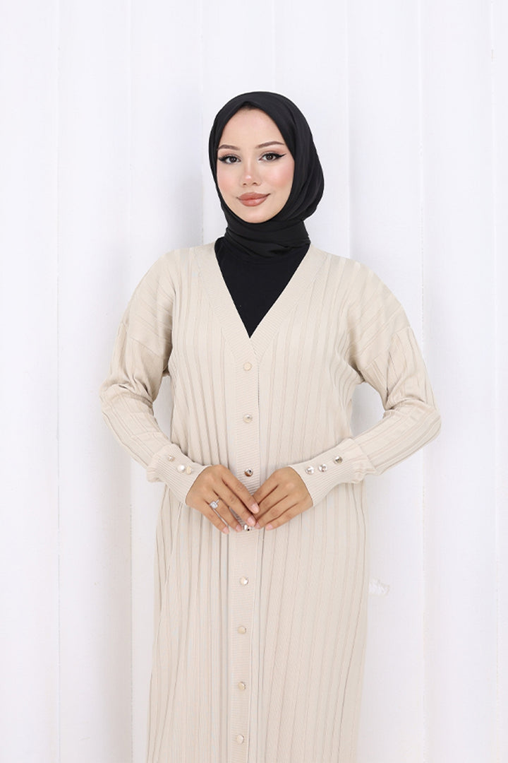 BNG Women Desenli Uzun Merserize Hırka N3257 Taş Rengi - Saint-Brieuc