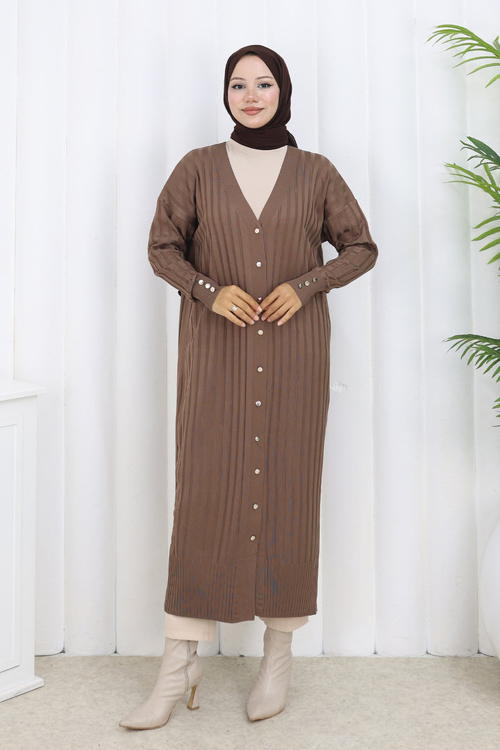 BNG Women Patterned Long Mercerized Cardigan N3257 Mink - Upper Arlington