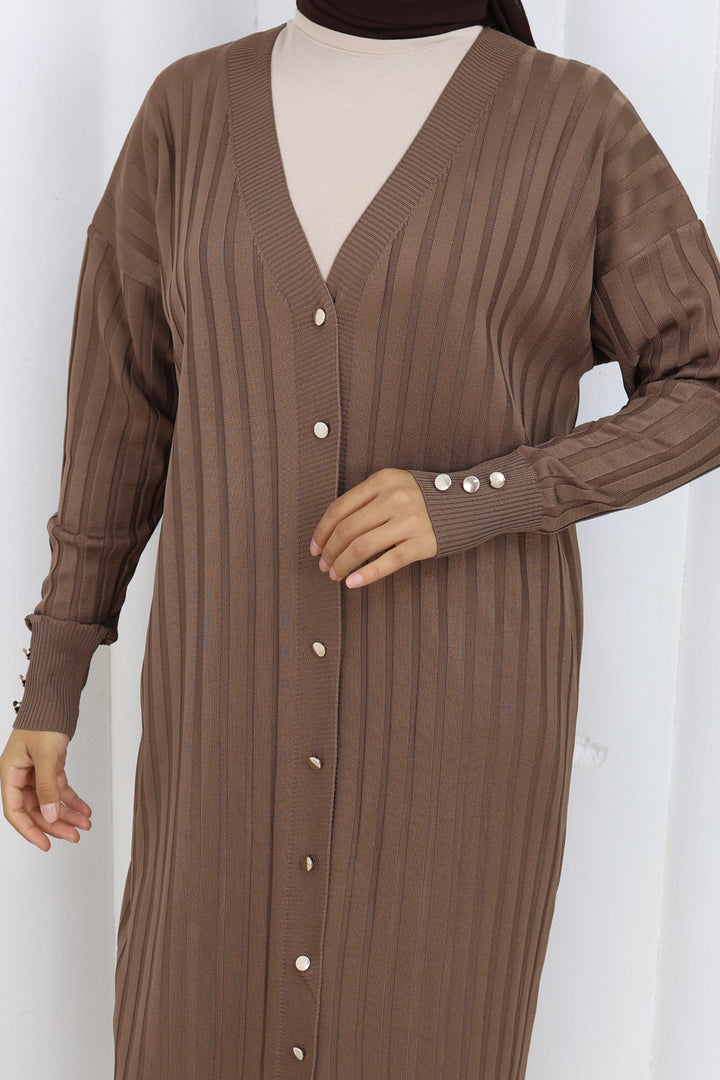 BNG Women Patterned Long Mercerized Cardigan N3257 Mink - Upper Arlington